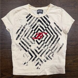 Diesel Kids Beige and Black Graphic Tee